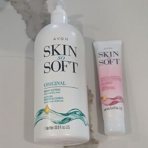 Avon Skin So Soft Body Lotion and Cream Set - White and Pink